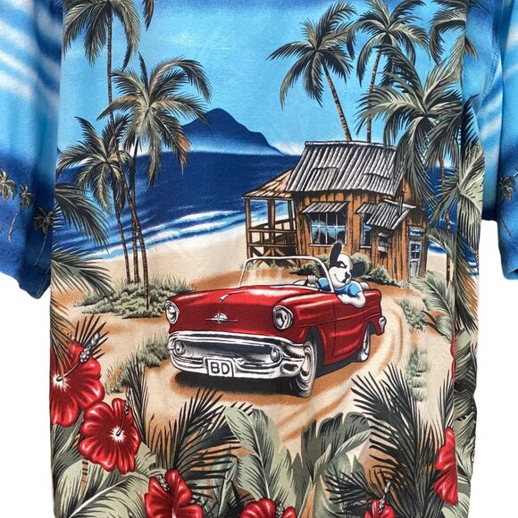 Big Dogs Hawaiian Shirt 3X  Beach Car & Palm Tree Print Rayon Fabric - Picture 4 of 11